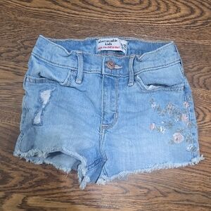 Abercrombie Kids Light Blue Jean Shorts with Floral Detail
